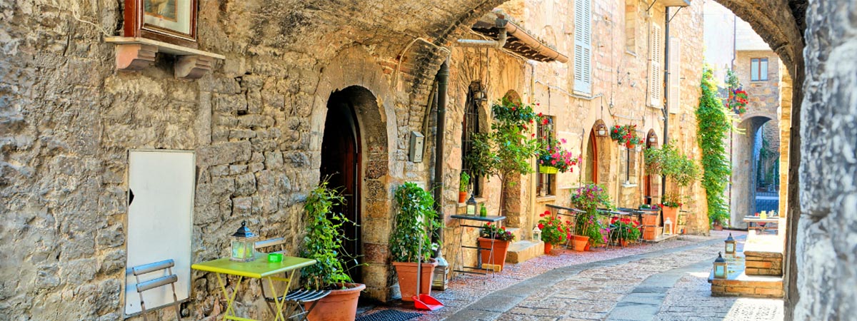 Glass Blowing Italy Umbria ancient alleyway