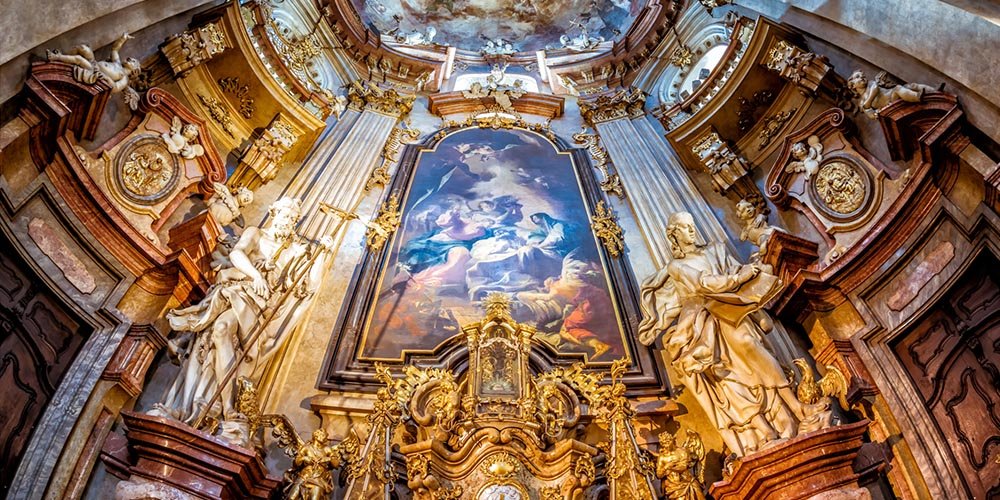 Five churches: Baroque Interior St Nicholas, Prague