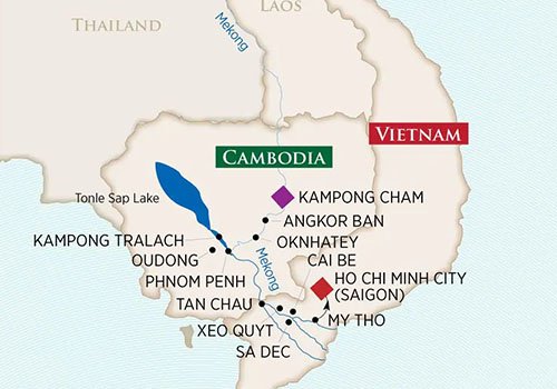 Escorted Riches of the Mekong - Itinerary Map
