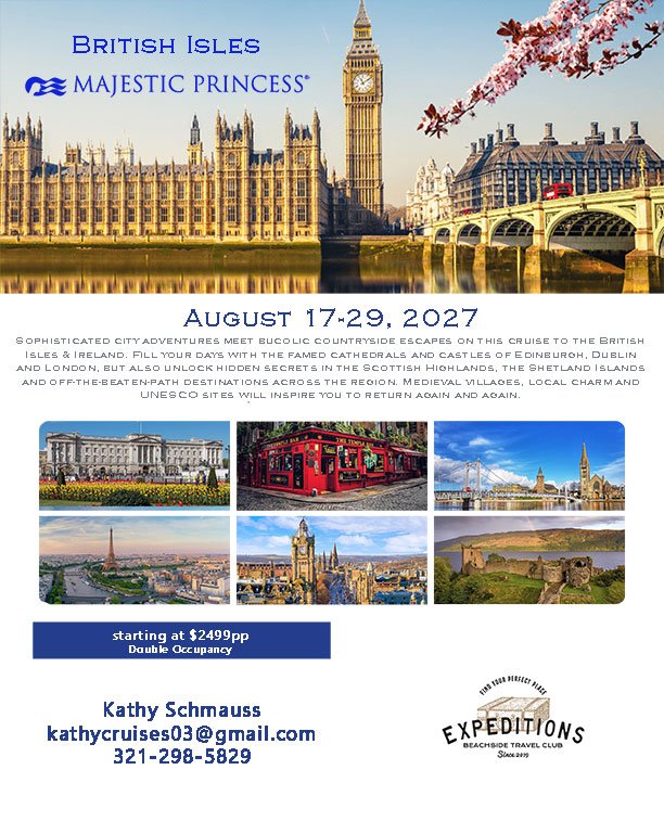 The British isles on Majestic Princess Aug 2027
